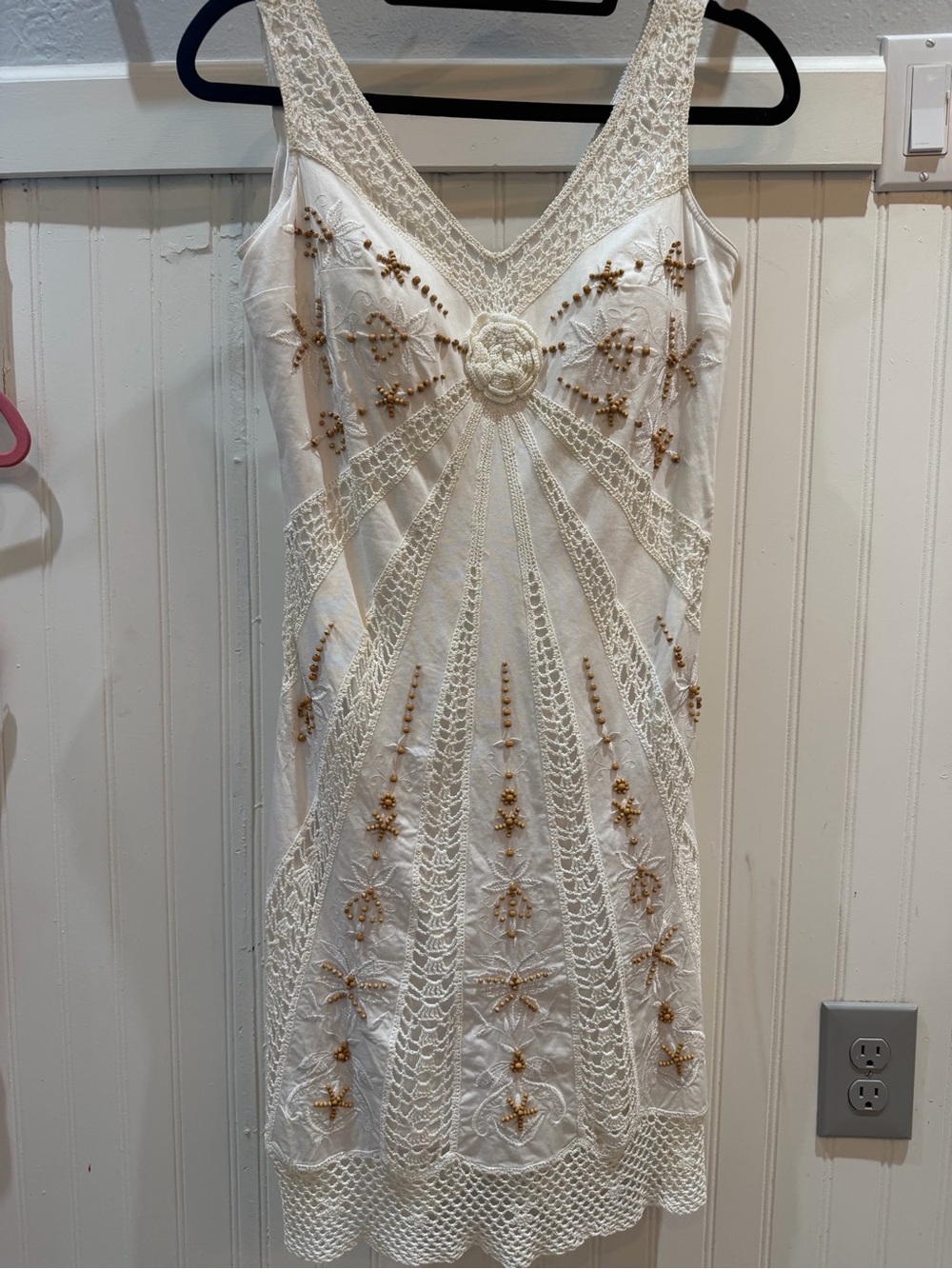Sue Wong Embroidered Crochet& Beafed Ivory Dress